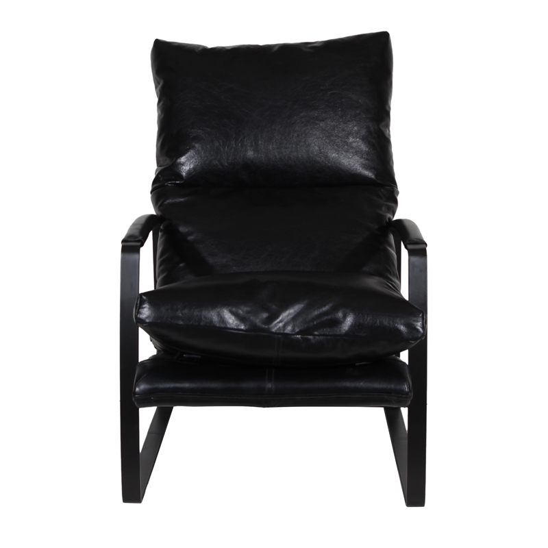 Porter Designs Eugene Leather & Iron Accent Chair with Curved Frame in Black