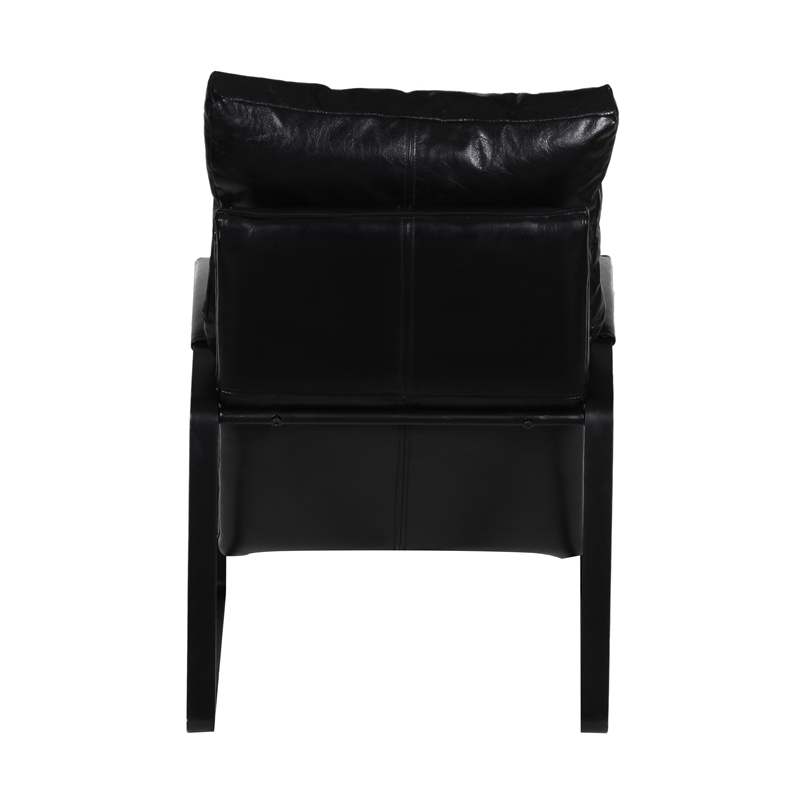 Porter Designs Eugene Leather & Iron Accent Chair with Curved Frame in Black