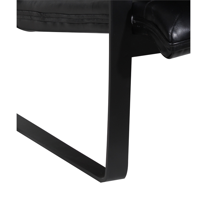 Porter Designs Eugene Leather & Iron Accent Chair with Curved Frame in Black