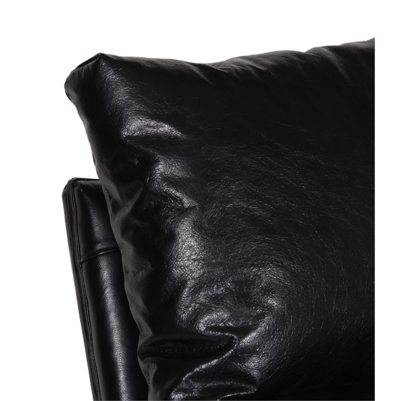 Porter Designs Eugene Leather & Iron Accent Chair with Curved Frame in Black