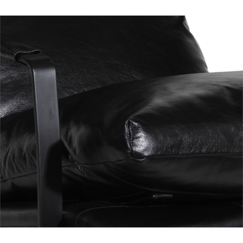 Porter Designs Eugene Leather & Iron Accent Chair with Curved Frame in Black