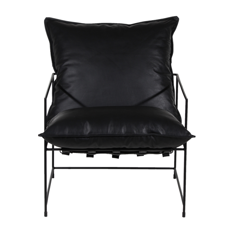 Porter Designs Hagen Leather & Iron Metal Accent Chair in Black