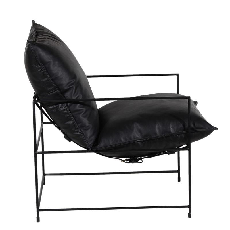 Porter Designs Hagen Leather & Iron Metal Accent Chair in Black