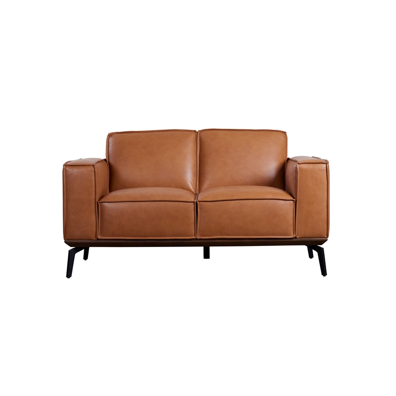 Porter Designs Carina Top Grain Leather Loveseat - Brown