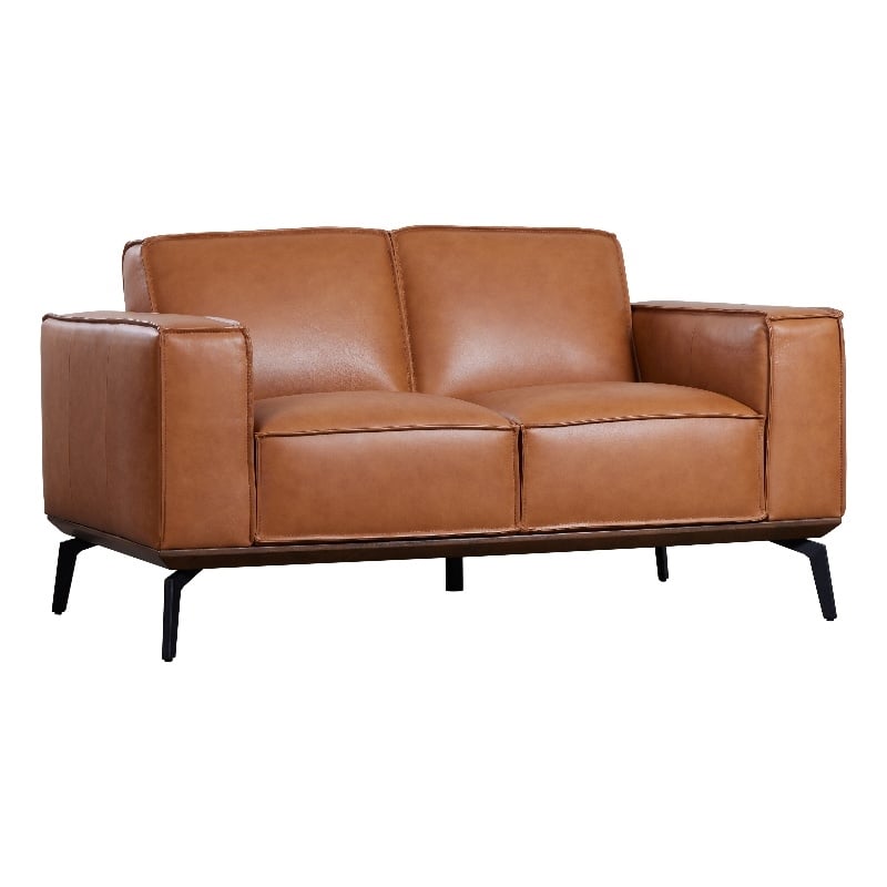 Porter Designs Carina Top Grain Leather Loveseat - Brown