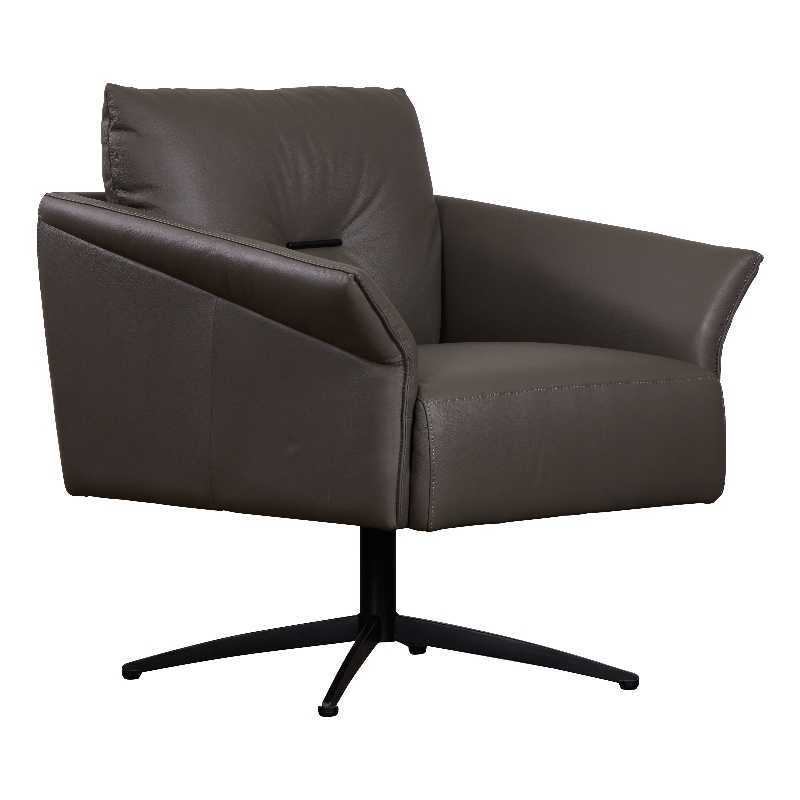 Virgo Swivel Leather Accent Chair - Gray