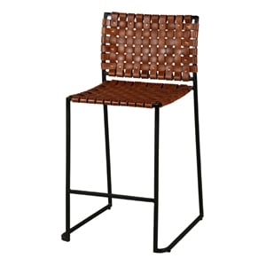 Porter Designs Veracruz Basket-Woven Leather Counter Chair in Brown (Set of 2)