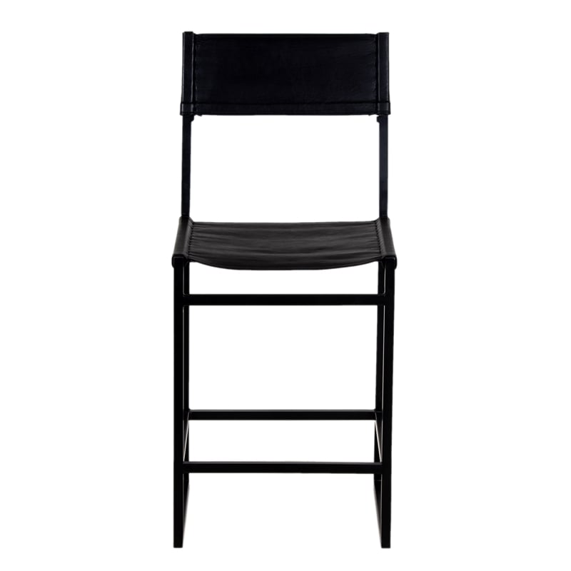 Porter Designs Remy Full-Grain Leather Bar Stool - Black