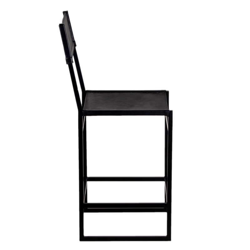 Porter Designs Remy Full-Grain Leather Bar Stool - Black