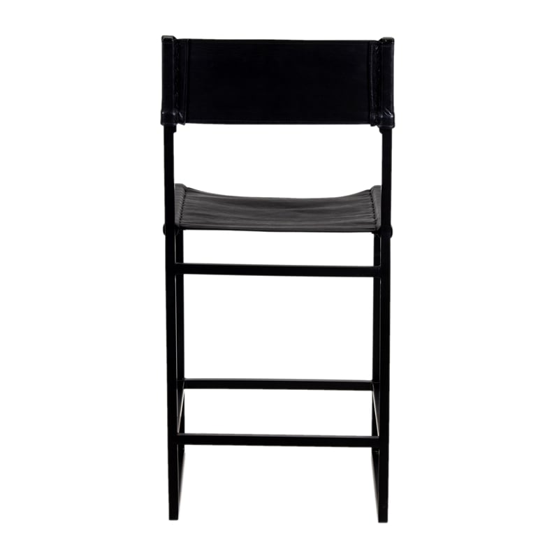 Porter Designs Remy Full-Grain Leather Bar Stool - Black