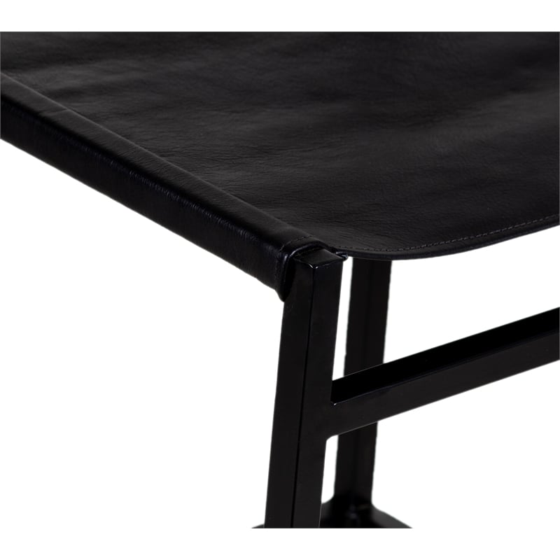 Porter Designs Remy Full-Grain Leather Bar Stool - Black