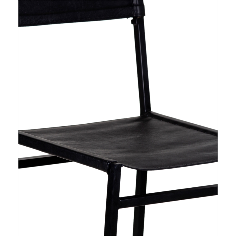 Porter Designs Remy Full-Grain Leather Bar Stool - Black