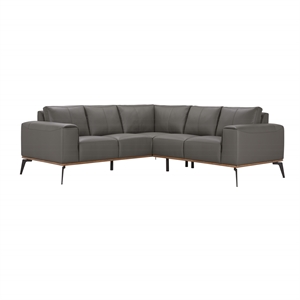 Porter Designs Pietro Top Grain Leather Upholstered Sectional in Gray