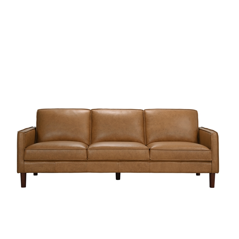 Porter Designs Soria Top-Grain Leather Upholstered Sofa in Camel