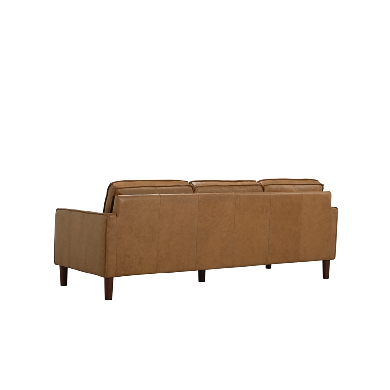 Porter Designs Soria Top-Grain Leather Upholstered Sofa in Camel