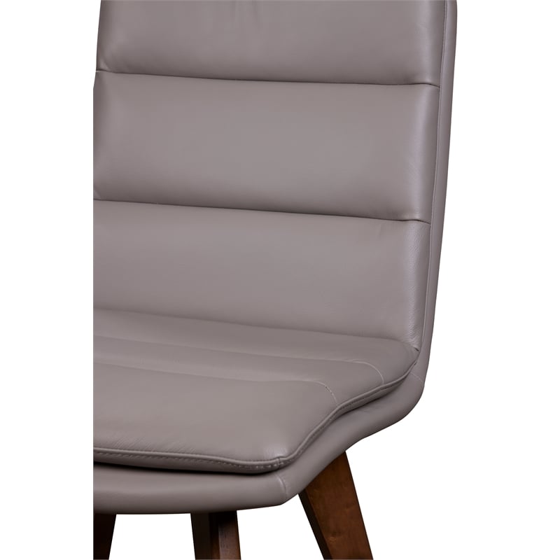 Porter Designs Castor Genuine Leather Dining Chair in Gray (Set of 2)