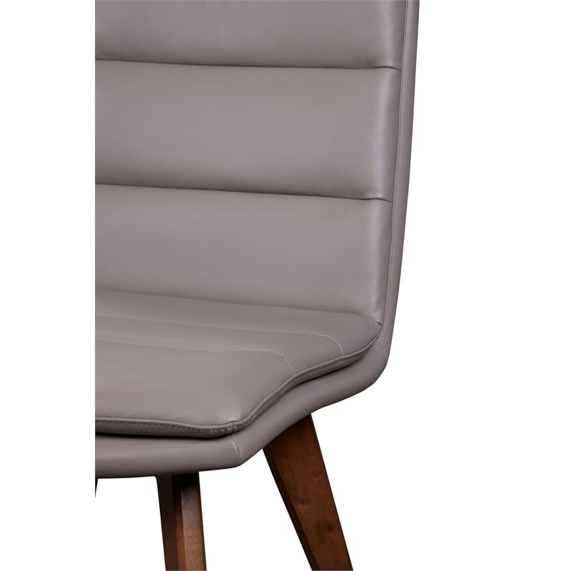 Porter Designs Castor Genuine Leather Dining Chair in Gray (Set of 2)