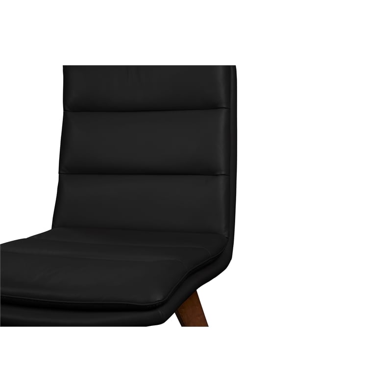 Porter Designs Castor Genuine Leather Dining Chair in Black (Set of 2)
