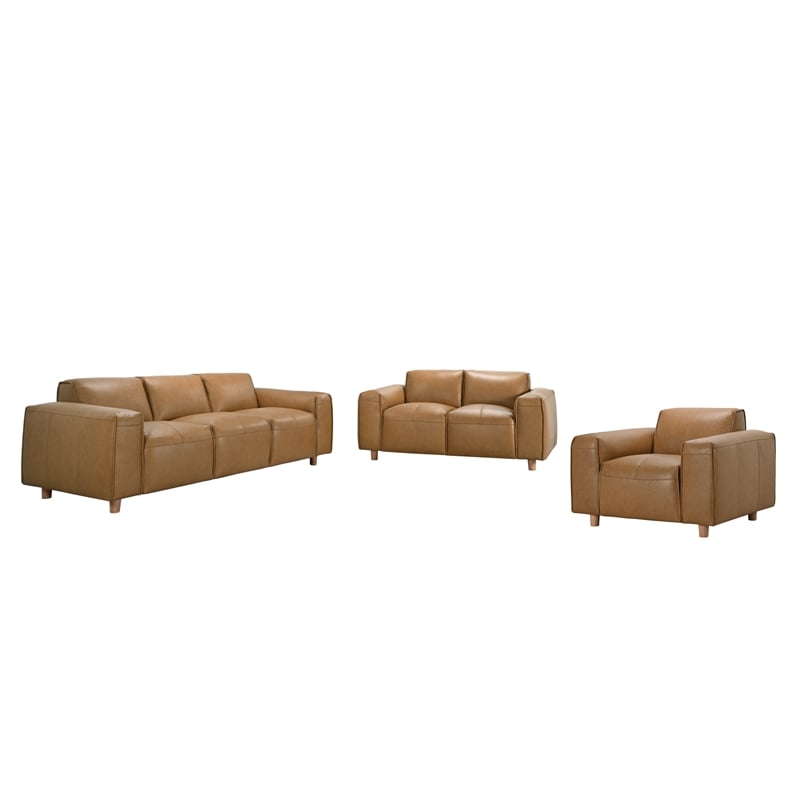 Porter Designs Nerio Top-Grain Leather Sofa - Brown