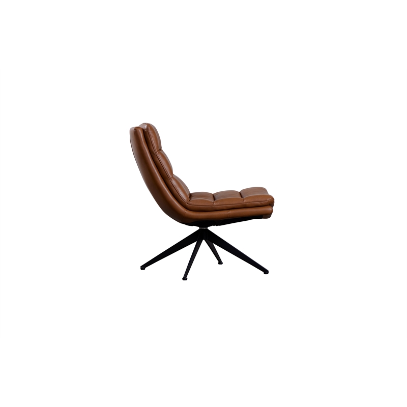 Porter Designs Cetus Leather Swivel Accent Chair - Brown