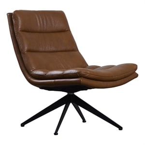 Porter Designs Cetus Leather Swivel Accent Chair - Brown