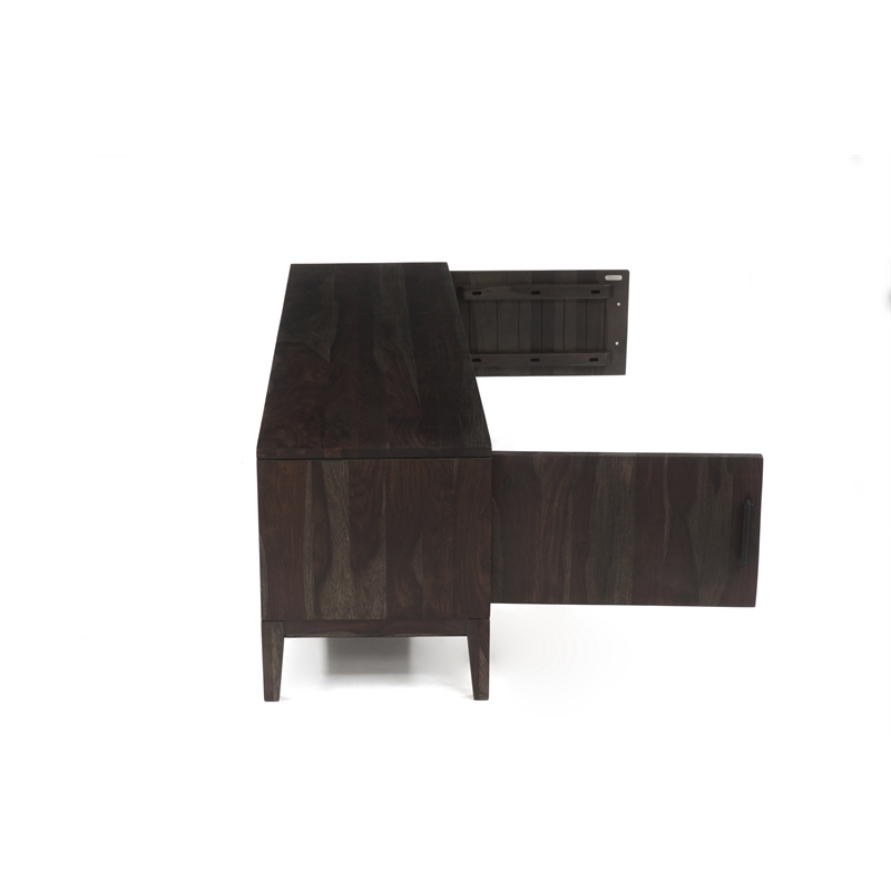 Porter Designs Fall River Solid Sheesham Wood TV Stand - Gray