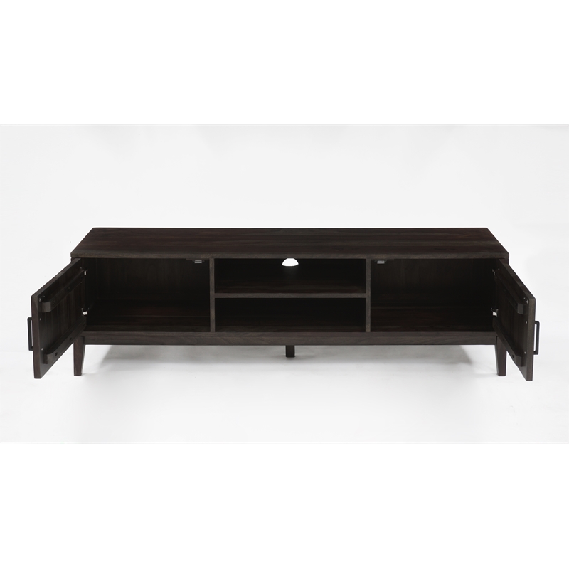 Porter Designs Fall River Solid Sheesham Wood TV Stand - Gray