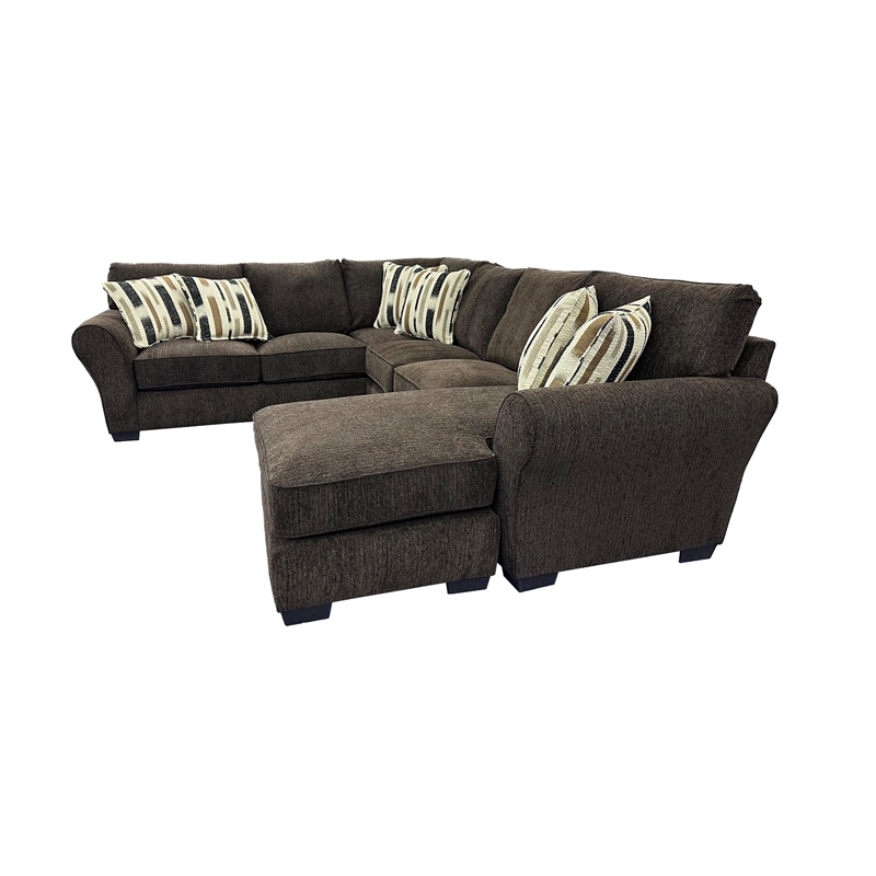 Porter Designs Savannah Soft Chenille Fabric Sectional - Brown
