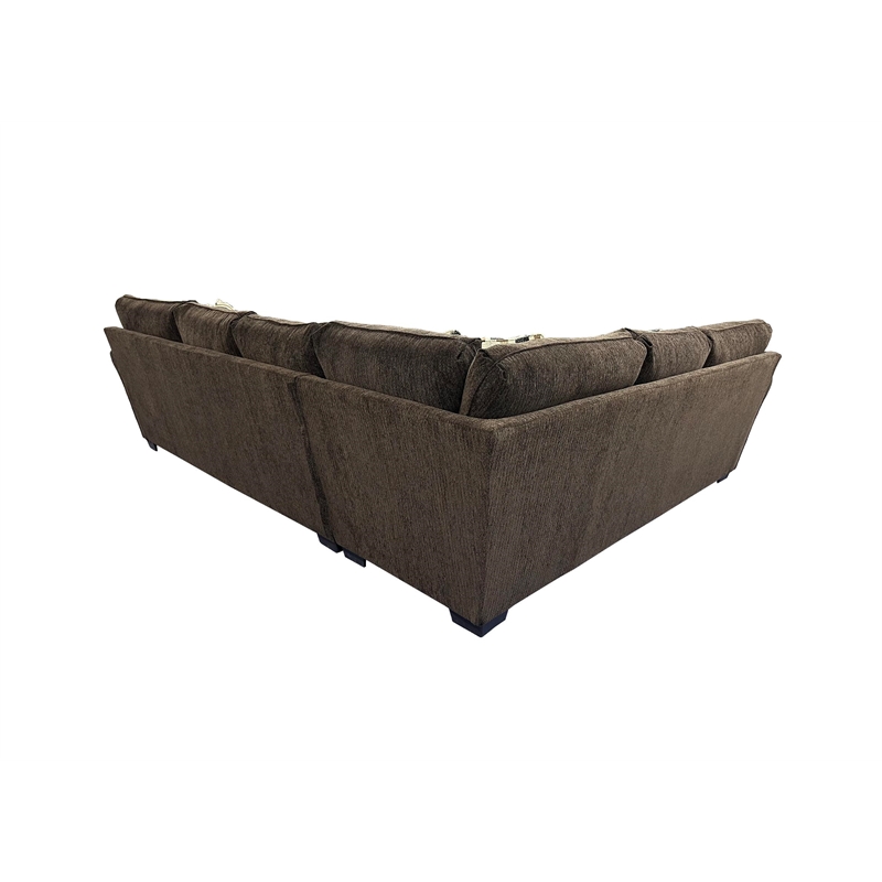 Porter Designs Savannah Soft Chenille Fabric Sectional - Brown