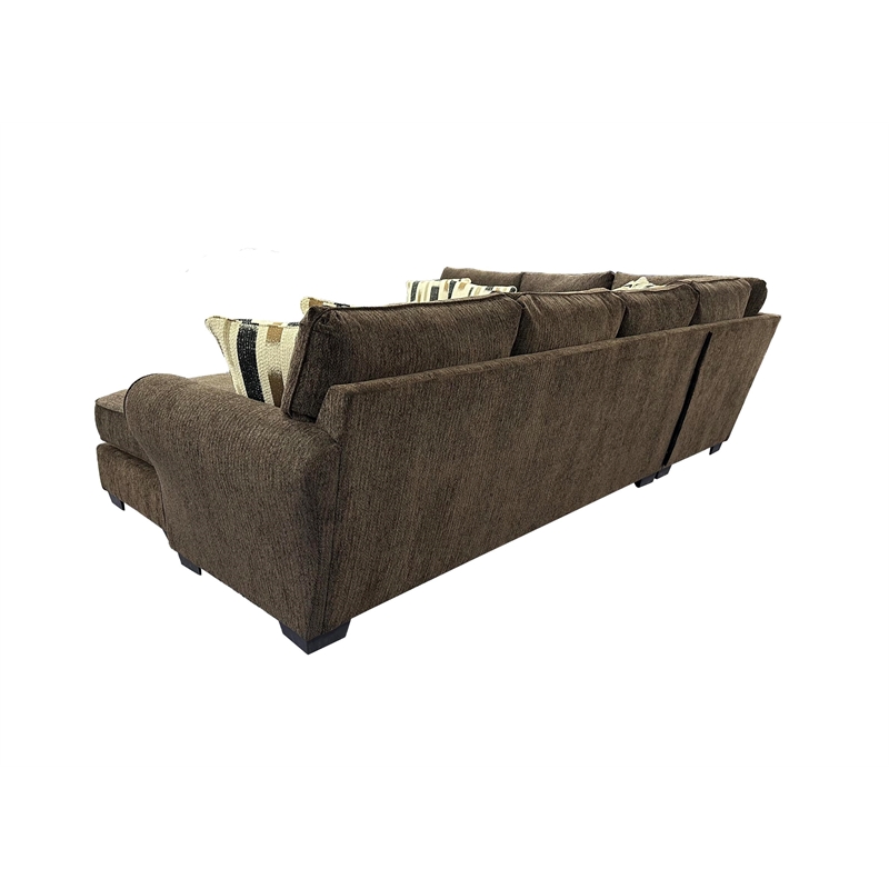 Porter Designs Savannah Soft Chenille Fabric Sectional - Brown
