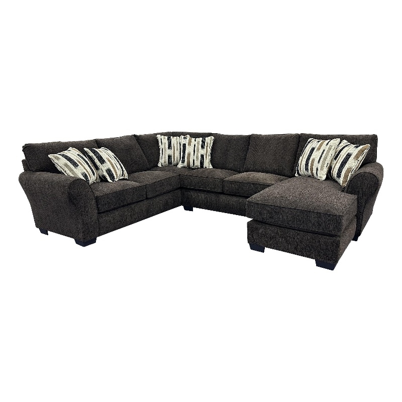 Porter Designs Savannah Soft Chenille Fabric Sectional - Brown