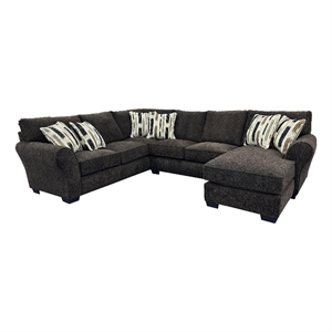 Porter Designs Savannah Soft Chenille Fabric Sectional - Brown