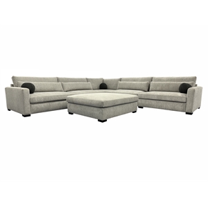 Porter Designs Hercules Soft Chenille Fabric Sectional - Gray