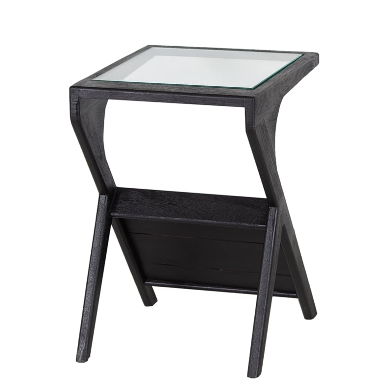 Porter Designs Canberra Solid Mango Wood End Table - Black