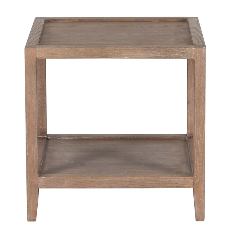 Porter Designs Lowell Solid White Oak Wood End Table - Brown