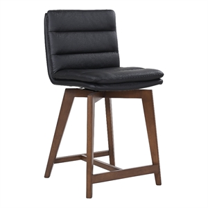 Porter Designs Castor Genuine Leather Counter Chair - Black