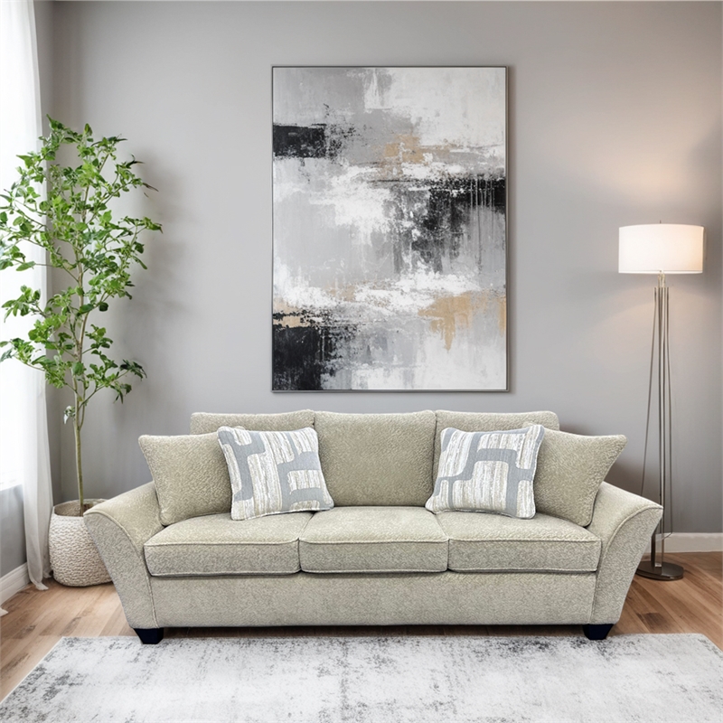 Porter Designs Columbia Microfiber Upholstered Sofa in Cream