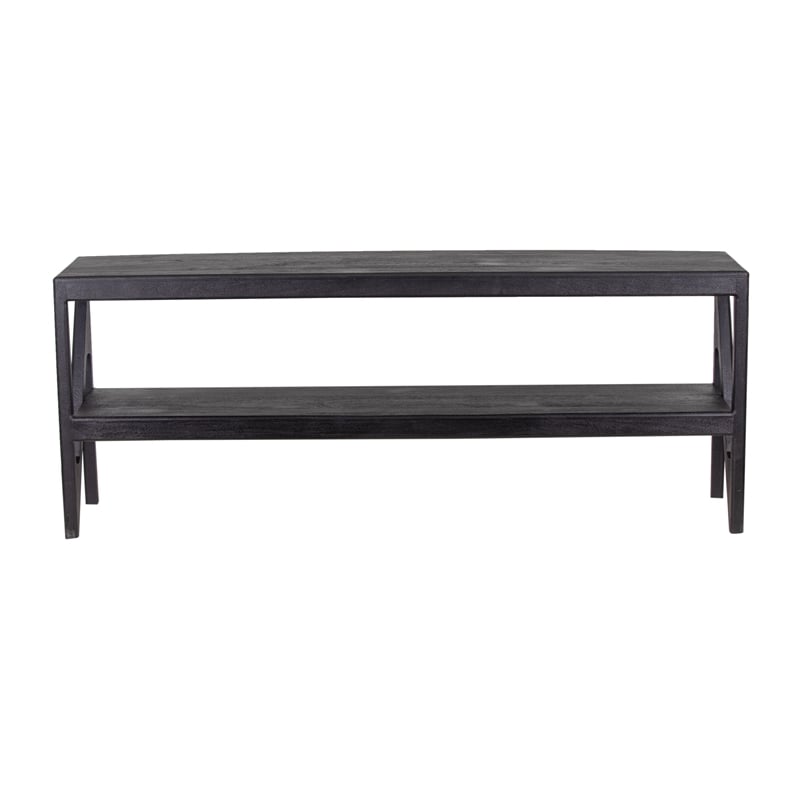 Porter Designs Canberra Solid Mango Wood TV Stand - Black