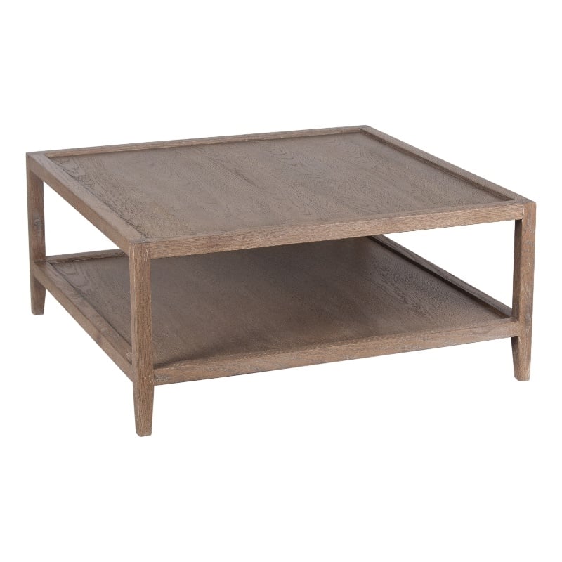 Porter Designs Lowell Solid White Oak Wood Coffee Table - Brown