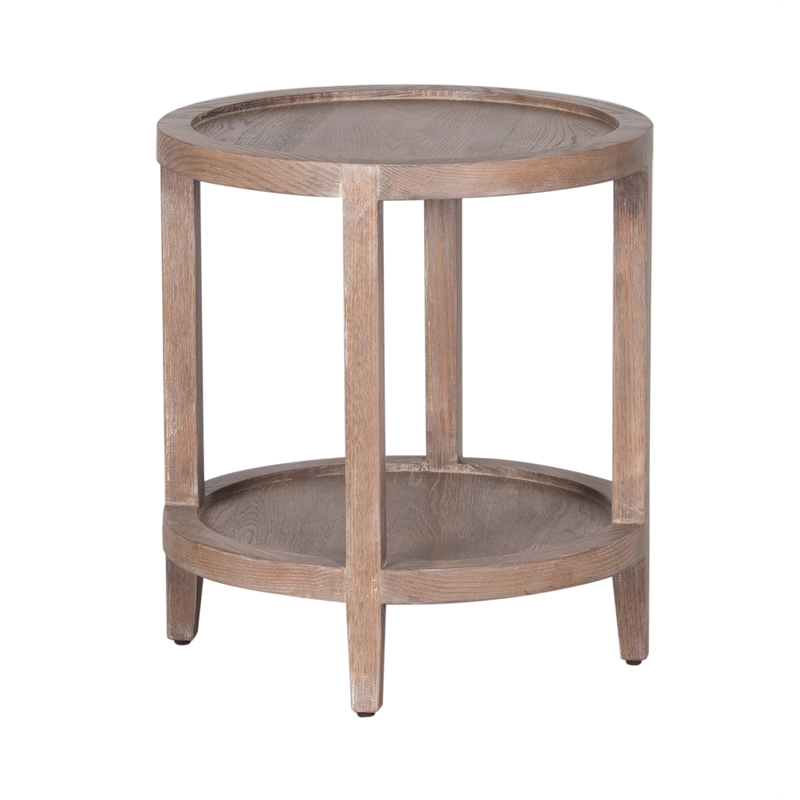Porter Designs Lowell Solid White Oak Wood End Table - Brown