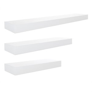 kieragrace kg modern  maine wall shelves  set of 3 white engineered wood