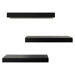 kieragrace KG Modern  Maine Wall Shelves  Set of 3 Black Engineered Wood