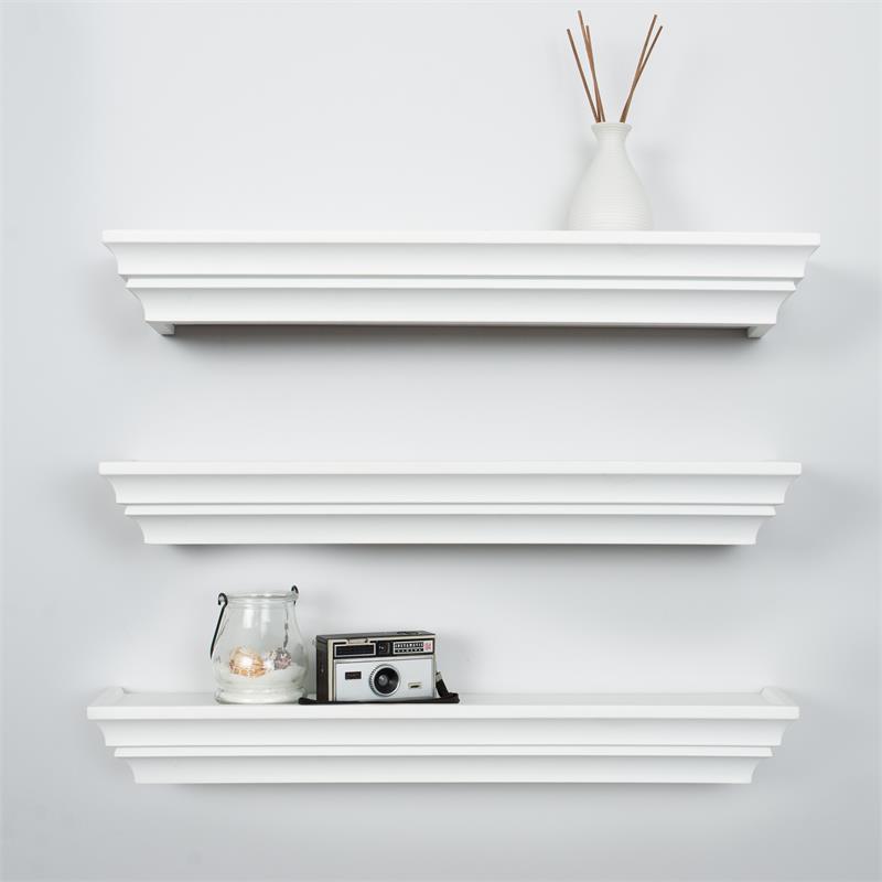 kieragrace KG Traditional  Madison Wall Shelves Set of 3 White Engineered Wood