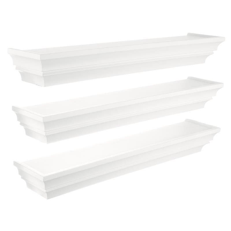 kieragrace KG Traditional  Madison Wall Shelves Set of 3 White Engineered Wood