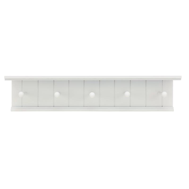 kieragrace KG Contemporary  Kian Wall Shelf with 5 Pegs White Engineered Wood