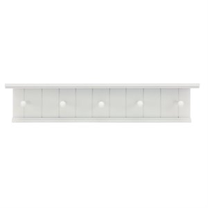 kieragrace KG Contemporary  Kian Wall Shelf with 5 Pegs White Engineered Wood