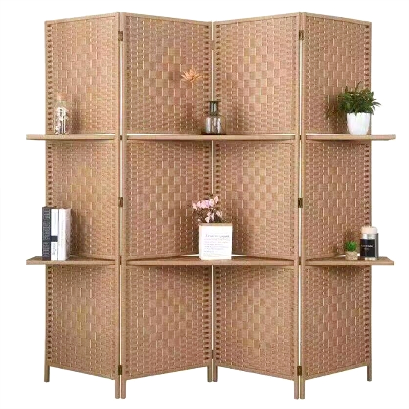 4 Panel Room Divider 67" Inch - Brown Color