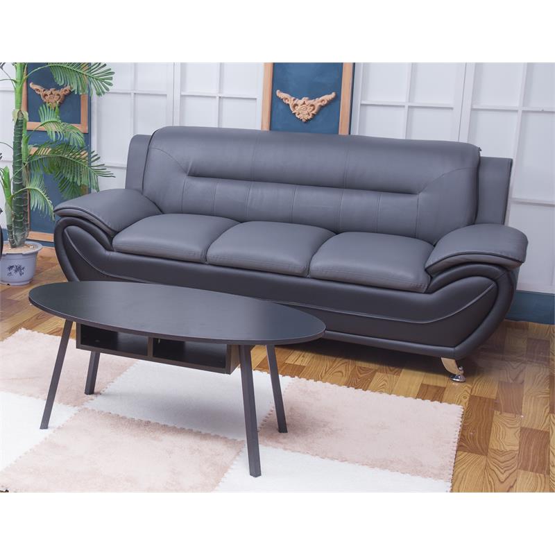 Kingway Furniture Montac Faux Leather, Grey Faux Leather Sofa Set