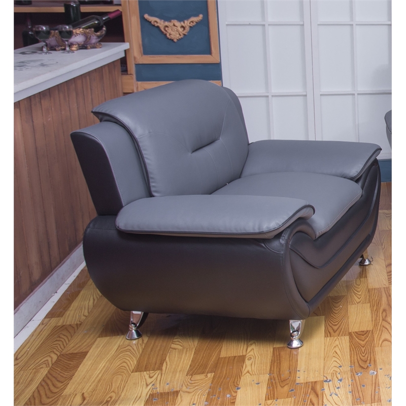 Kingway Furniture Montac Faux Leather Living Room Chair Black/Grey
