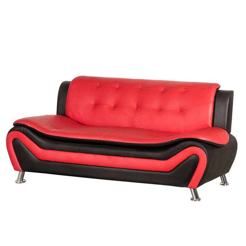 Kingway Furniture Gilan Faux Leather Living Room Sofa - Black/Red